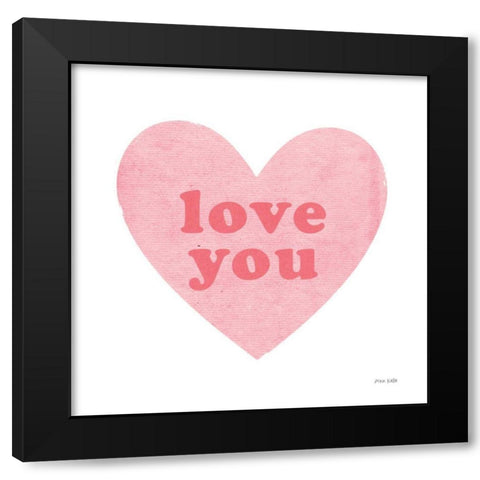 Love Heart Black Modern Wood Framed Art Print by Kelle, Ann