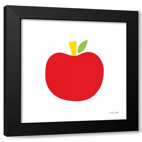 Red Apple Black Modern Wood Framed Art Print by Kelle, Ann