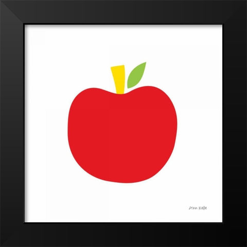 Red Apple Black Modern Wood Framed Art Print by Kelle, Ann