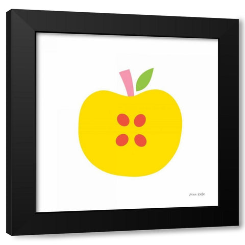 Yellow Apple Black Modern Wood Framed Art Print by Kelle, Ann