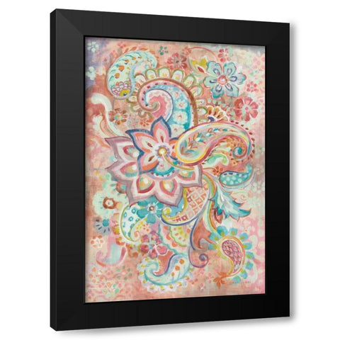 Paisley Galore Black Modern Wood Framed Art Print with Double Matting by Nai, Danhui