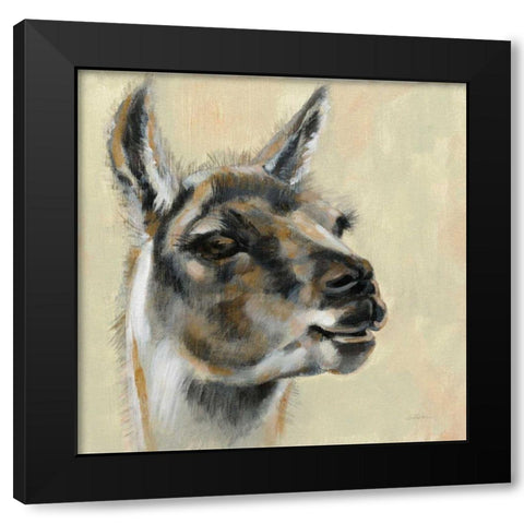 Llama Portrait Black Modern Wood Framed Art Print by Vassileva, Silvia