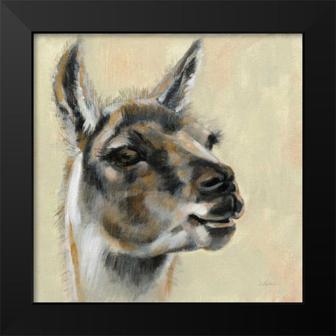 Llama Portrait Black Modern Wood Framed Art Print by Vassileva, Silvia