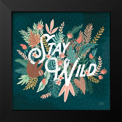 Jungle Hangout V Black Modern Wood Framed Art Print by Marshall, Laura