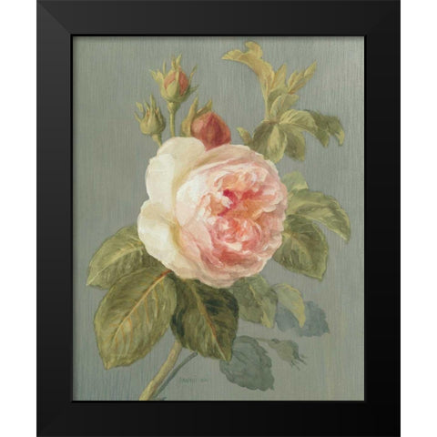 Heirloom Pink Rose Black Modern Wood Framed Art Print by Nai, Danhui