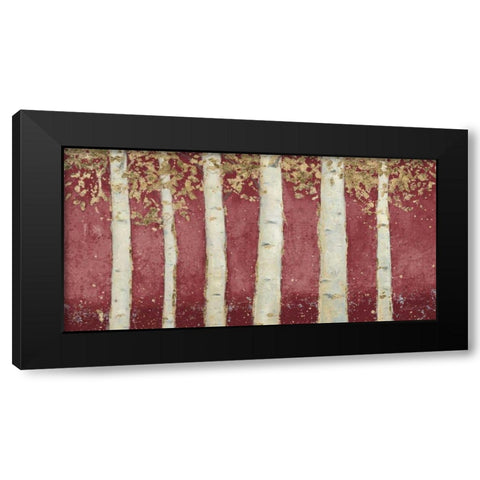 Magnificent Birch Grove Burgundy Crop Black Modern Wood Framed Art Print with Double Matting by Wiens, James