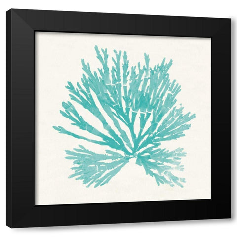 Pacific Sea Mosses II Aqua Black Modern Wood Framed Art Print by Wild Apple Portfolio