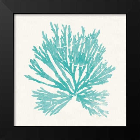 Pacific Sea Mosses II Aqua Black Modern Wood Framed Art Print by Wild Apple Portfolio