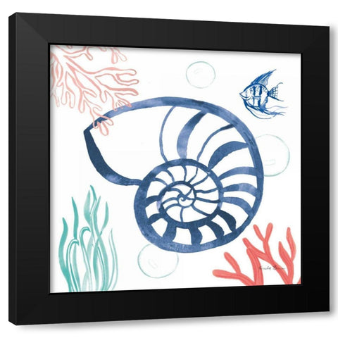 Coastal Jewels I Coral Cove Black Modern Wood Framed Art Print with Double Matting by Zaman, Farida
