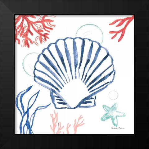 Coastal Jewels III Coral Cove Black Modern Wood Framed Art Print by Zaman, Farida