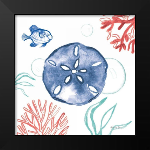 Coastal Jewels IV Coral Cove Black Modern Wood Framed Art Print by Zaman, Farida