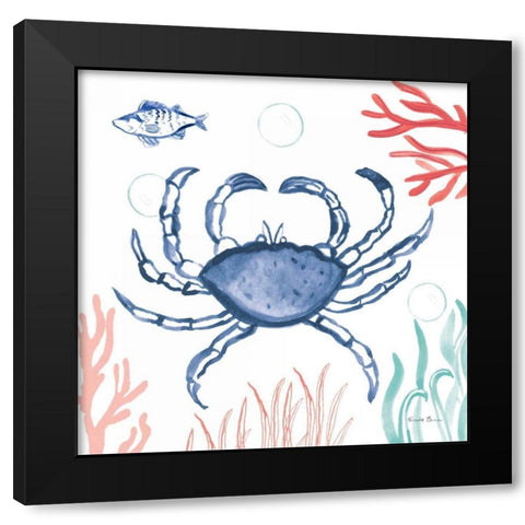 Coastal Jewels V Coral Cove Black Modern Wood Framed Art Print with Double Matting by Zaman, Farida