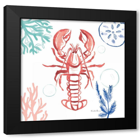 Coastal Jewels VI Coral Cove Black Modern Wood Framed Art Print with Double Matting by Zaman, Farida