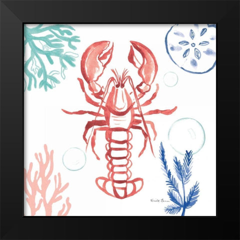 Coastal Jewels VI Coral Cove Black Modern Wood Framed Art Print by Zaman, Farida