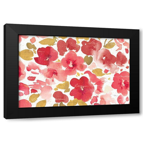 Floral Flow I Red Gold Black Modern Wood Framed Art Print by Studio, Pela