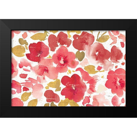Floral Flow I Red Gold Black Modern Wood Framed Art Print by Studio, Pela