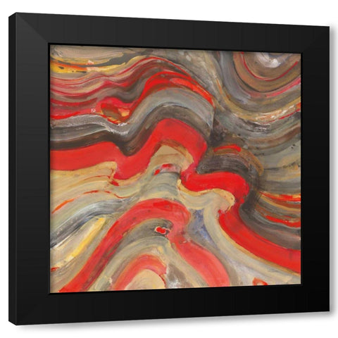 Floating Lava Red Black Modern Wood Framed Art Print by Hristova, Albena