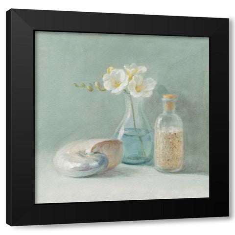 Freesia Spa Black Modern Wood Framed Art Print by Nai, Danhui