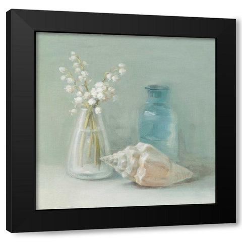 Lily of the Valley Spa Black Modern Wood Framed Art Print with Double Matting by Nai, Danhui