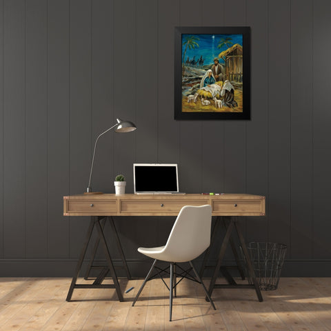 Nativity Scene Black Modern Wood Framed Art Print by Vassileva, Silvia