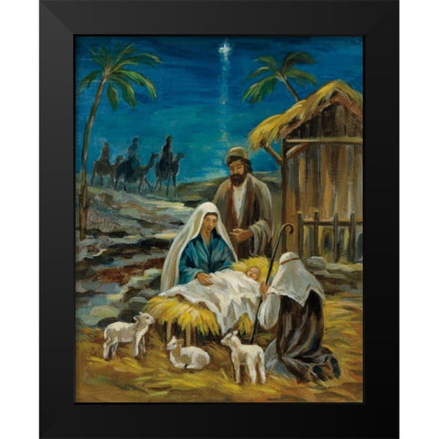 Nativity Scene Black Modern Wood Framed Art Print by Vassileva, Silvia