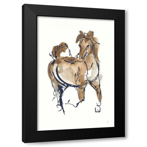 Sketchy Horse V Navy Black Modern Wood Framed Art Print by Paschke, Chris