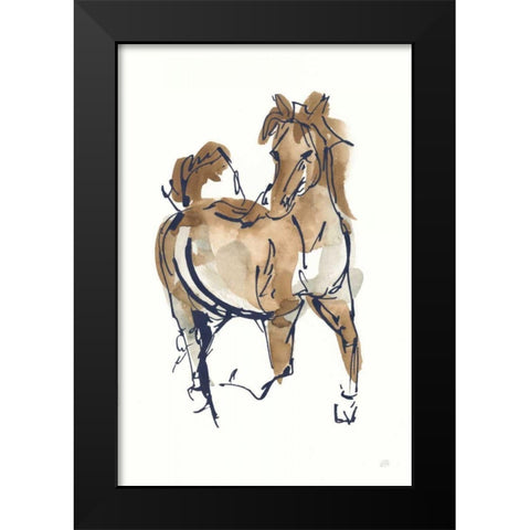 Sketchy Horse V Navy Black Modern Wood Framed Art Print by Paschke, Chris