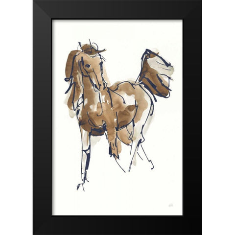 Sketchy Horse VI Navy Black Modern Wood Framed Art Print by Paschke, Chris