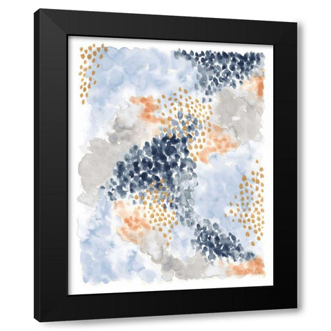 Spring Blooms II Navy Black Modern Wood Framed Art Print by Marshall, Laura