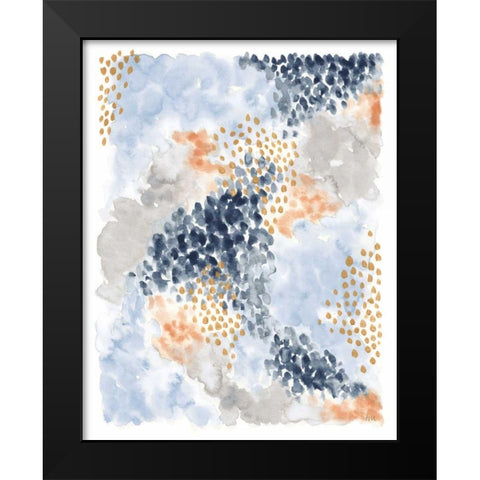 Spring Blooms II Navy Black Modern Wood Framed Art Print by Marshall, Laura