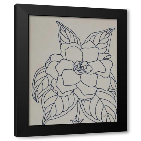 Gardenia Line Drawing Gray Crop Black Modern Wood Framed Art Print with Double Matting by Hershey, Moira