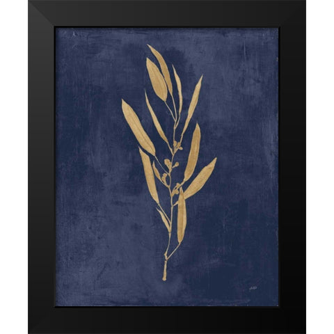Botanical Study I Gold Navy Black Modern Wood Framed Art Print by Purinton, Julia