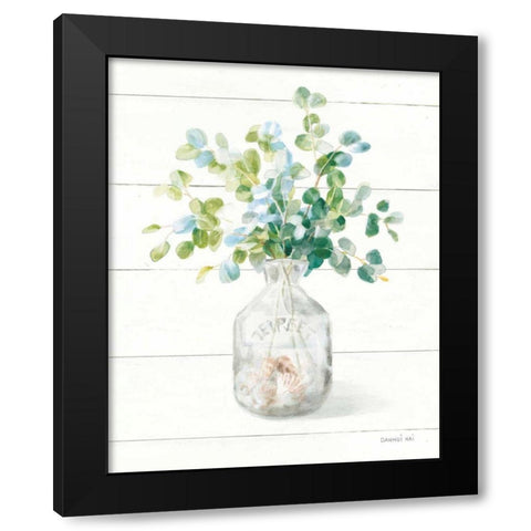 Beach Flowers IV Vase Black Modern Wood Framed Art Print by Nai, Danhui