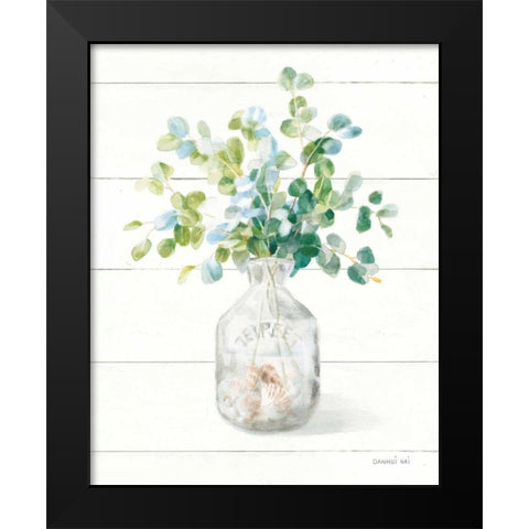 Beach Flowers IV Vase Black Modern Wood Framed Art Print by Nai, Danhui