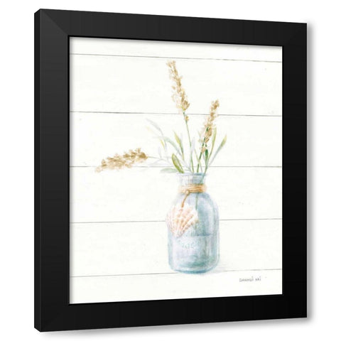 Beach Flowers III Neutral Black Modern Wood Framed Art Print with Double Matting by Nai, Danhui