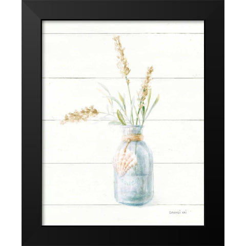 Beach Flowers III Neutral Black Modern Wood Framed Art Print by Nai, Danhui