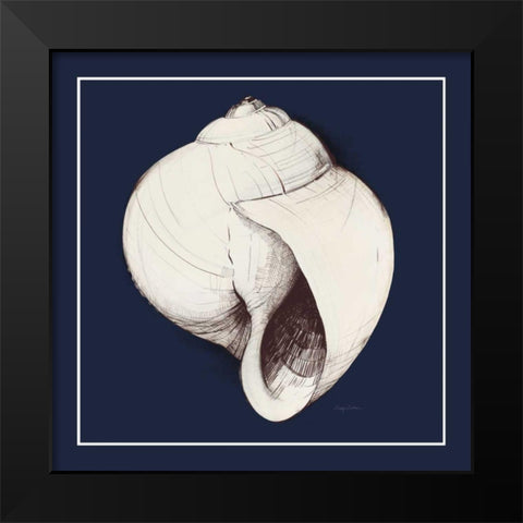 Coastal Shell I with Border Navy Black Modern Wood Framed Art Print by Tillmon, Avery