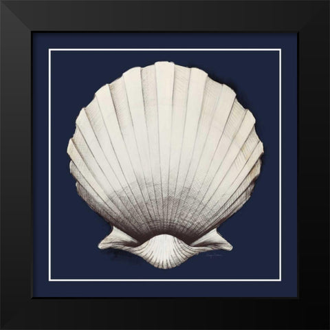 Coastal Shell II with Border Navy Black Modern Wood Framed Art Print by Tillmon, Avery