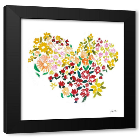 Flower Heart Black Modern Wood Framed Art Print with Double Matting by Davis, Joan E.