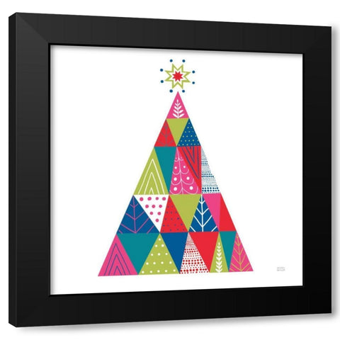 Geometric Holiday Trees I Bright Black Modern Wood Framed Art Print with Double Matting by Mullan, Michael
