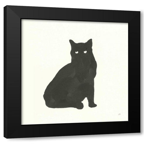 Black Cat V Black Modern Wood Framed Art Print with Double Matting by Paschke, Chris