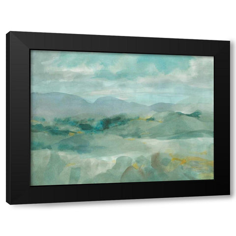 Green Mountain View Black Modern Wood Framed Art Print with Double Matting by Nai, Danhui