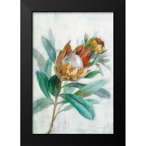 Tropical Protea Black Modern Wood Framed Art Print by Nai, Danhui