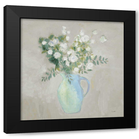 A Pitcher of Garden Flowers Light Sq Black Modern Wood Framed Art Print by Clark, Michael
