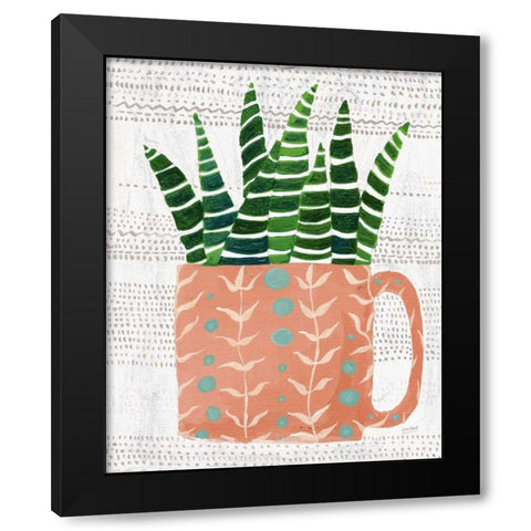 Succulent Cup Neutral Crop Black Modern Wood Framed Art Print by Mack, Lynn