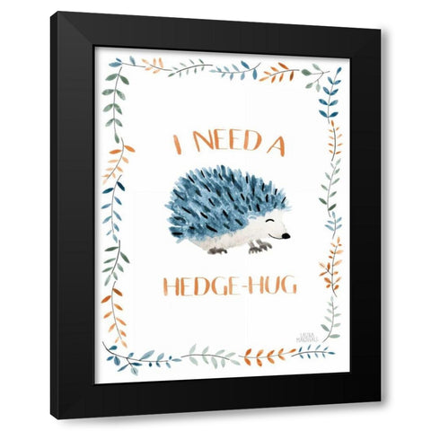 Woodland Whimsy X Hedge-Hug Black Modern Wood Framed Art Print by Marshall, Laura