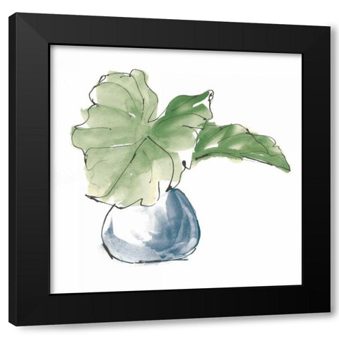 Plant Big Leaf I Dark Green Black Modern Wood Framed Art Print by Paschke, Chris