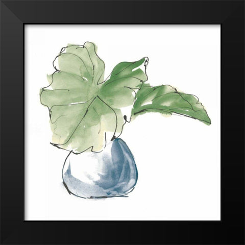 Plant Big Leaf I Dark Green Black Modern Wood Framed Art Print by Paschke, Chris