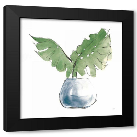 Plant Big Leaf II Dark Green Black Modern Wood Framed Art Print with Double Matting by Paschke, Chris