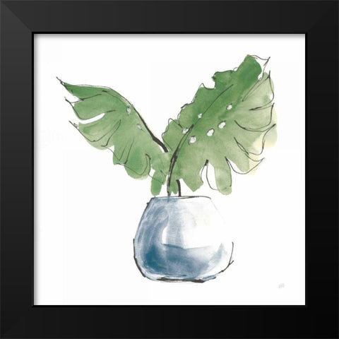 Plant Big Leaf II Dark Green Black Modern Wood Framed Art Print by Paschke, Chris